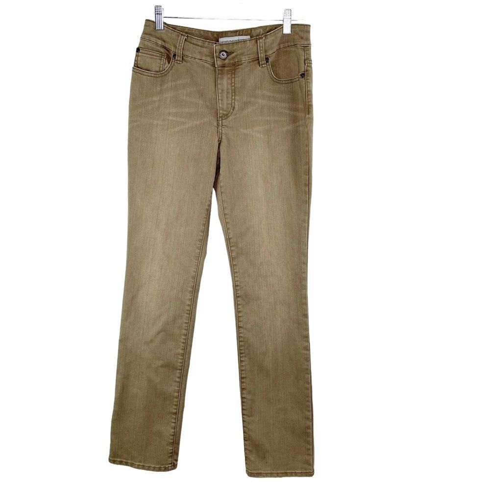 Chico’s Platinum Denim Ultimate Fit Slim Leg Jeans Tan Brown Size 00 2